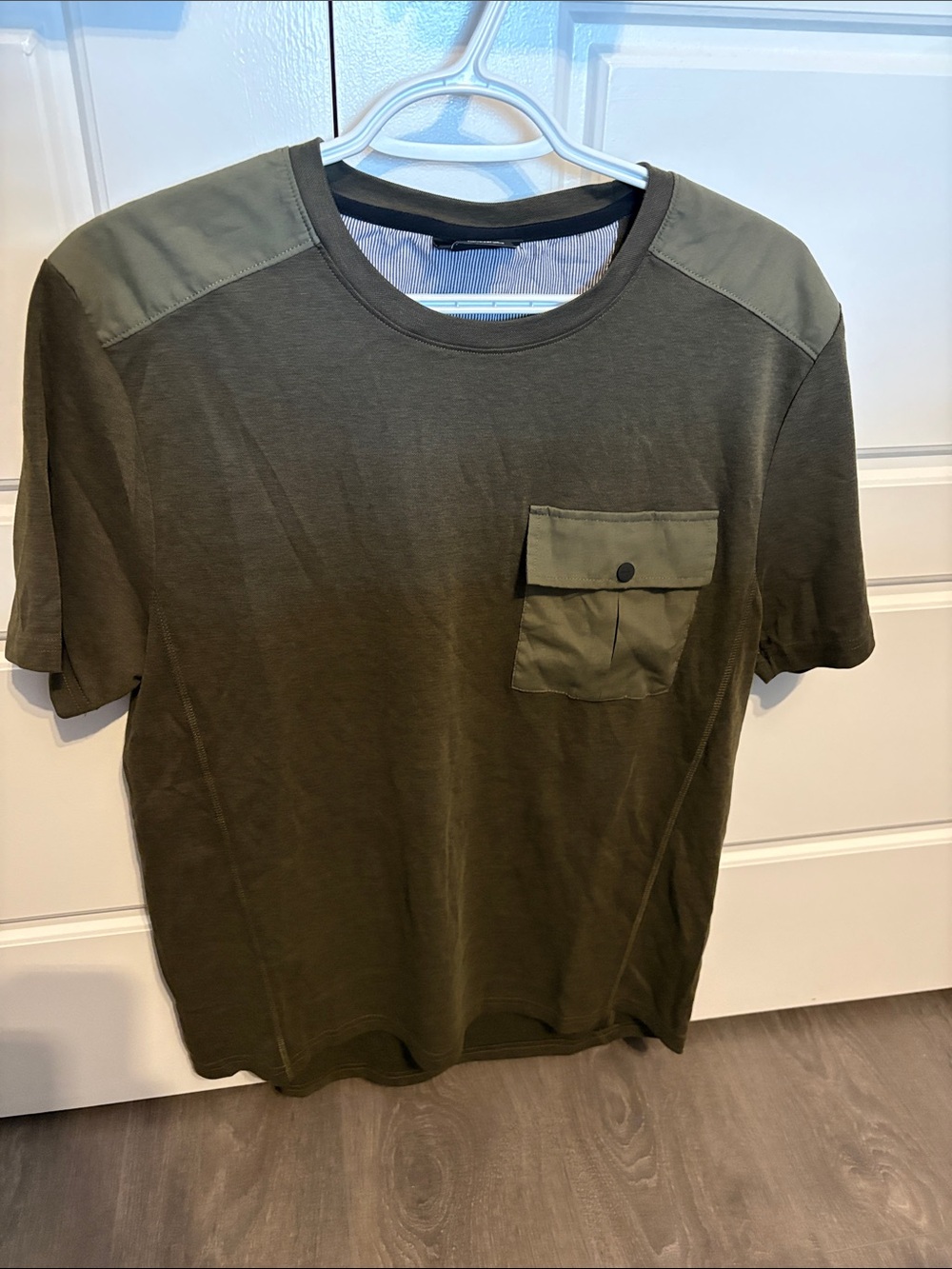 DKNY Olive Green Short-Sleeve Crew with Pocket